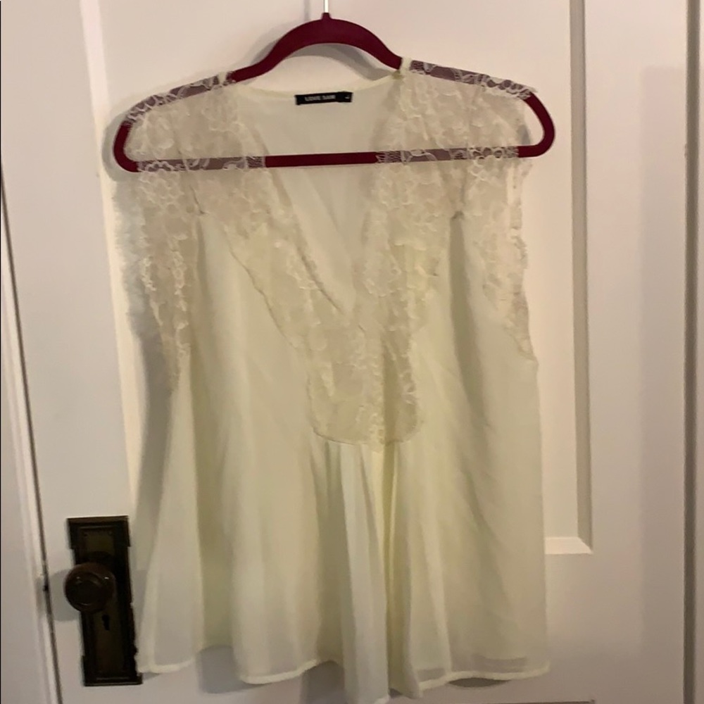 Anthropologie Lace and Pleat front top